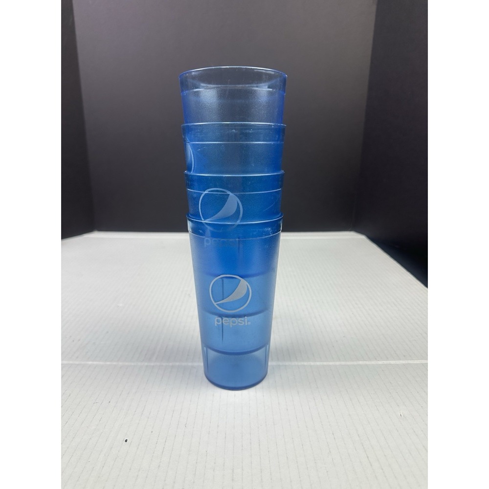LOT OF 4~Pepsi Vintage Impact #0120 Restaurant‎ Light Blue Plastic Tumblers Cups